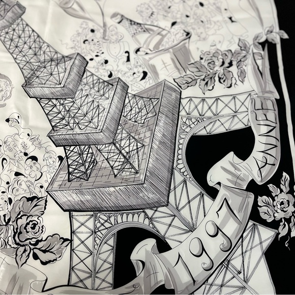 Vintage 1997 Dana Buchman Paris Scene Scarf W/ French Landmarks - Picture 9 of 10